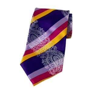 Mens Neck Tie Bruno Conte by Don Jonathan Multicolor Striped Paisley